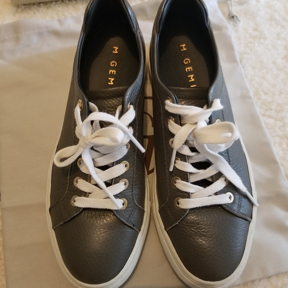 M. Gemi Gray Palestra Leather Sneaker 37.5 7.5 - Picture 5 of 6
